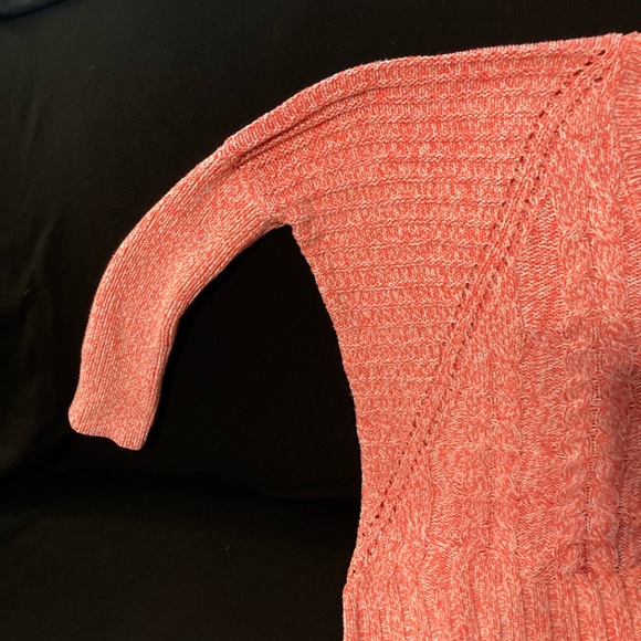 Express Dolman Hi-Low 3/4 sleeve Cable Knit V-Neck Sweater - Picture 6 of 15